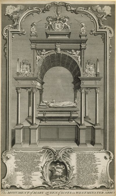 Het monument van Mary Queen of Scots door Hubert Francois Gravelot